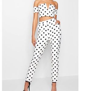 BOOHOO POLKA DOT TWO PIECE SET